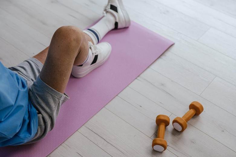 man working out from home