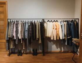 clothes hanging on the hangers