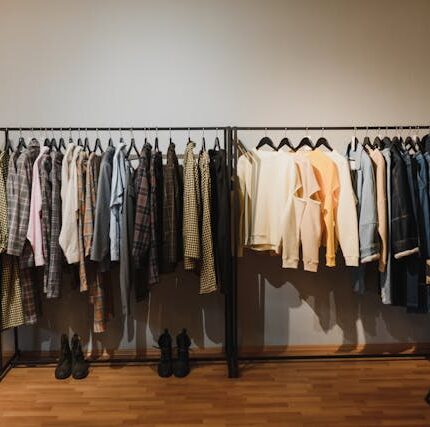 clothes hanging on the hangers